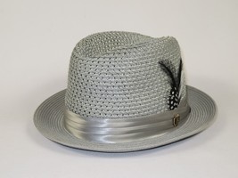 Men's BRUNO CAPELO Stingy Brim Fedora Braid Straw Hat Santa Cruz SC617 Silver image 5