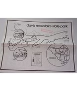 Vintage Davis Mountain State Park Mexico Information Sheet With Map - $1.99