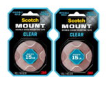 Scotch Mount Clear Double Sided Mounting Tape, 1 in x 60 in, 2 Roll - $14.24