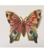 Vintage Korea Painted Flocked Stamped Metal Small  Butterfly Brooch - €30,85 EUR
