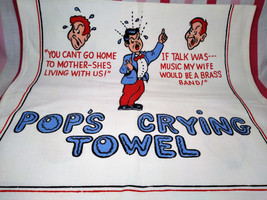 Fabulous Vintage 1960&#39;s Cotton Pop&#39;s Crying Towel with Kitschy Humorous Graphics - £22.01 GBP