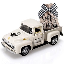 Coffee Decor For Coffee Bar Metal Truck With Coffee Beans Burlap Sack Vintage Pi - £22.13 GBP