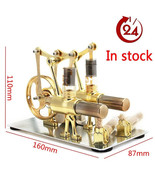 Miniature 2 Cylinder Stirling Engine Model Steam Power Generator Technology - $101.41 CAD