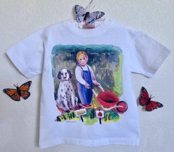 BioBottoms Child&#39;s T Shirt 2T Garden Helpers Dog Wheelbarrow Fresh Air Wear - £10.19 GBP