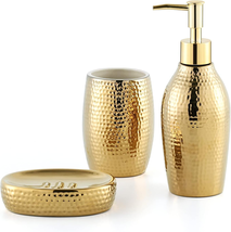 Gold Bathroom Accessory Set - 3 Piece Decorative Ceramic Bathroom Access... - €41,64 EUR