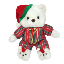 VINTAGE CUDDLE WIT CHRISTMAS WHITE TEDDY BEAR W/ SLIPPERS STUFFED ANIMAL... - $56.05