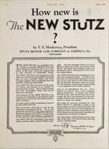 1926 Print Ad The New Stutz Automobile Stutz Motor Car Co. Indianapolis,... - $18.58