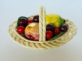 Bassano Signed Italy Fruit Basket ceramic fake vegetable centerpiece figurine  - £156.41 GBP