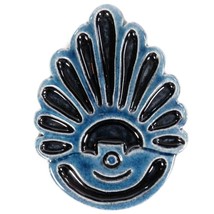 Signed Leona Caldwell Arizona Ceramic Necklace Pendant Southwest Kachina Blue - £46.18 GBP