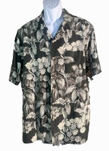 BREAKWATER Men&#39;s Short Sleeve Button Down Floral Hawaiian Shirt Green Large - $9.89