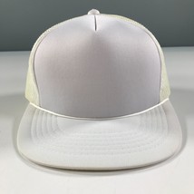 Vintage Trucker Hat Youth Size White Flat Brim YoungAn Snapback Mesh Dome - $11.29