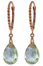 Galaxy Gold GG 14k Rose Gold Leverback Earrings with Briolette Green Ame... - $396.99+