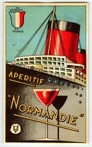 Aperitif Normandie Steamship Boat Liquor Paper Label 1930s French Boat Art Deco - £42.22 GBP