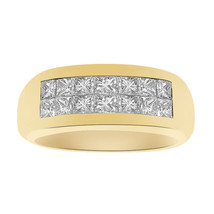 1.20 Carat Invisible Set Princess Cut Diamond Wedding Band 18K Yellow Gold - £1,257.47 GBP