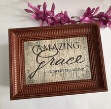 Amazing Grace Music Box Wood Look Jewelry Keepsake Box  - $55.77 CAD