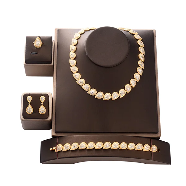 Jewelry Set HADIYANA Vintage Droplets Dignified Luxury Women Wedding Party Brida - £58.06 GBP