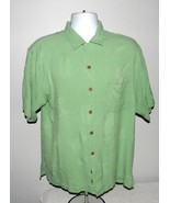 MENS TOMMY BAHAMA LARGE SILK SHIRT BUTTON DOWN GREEN FRUIT &amp; COCKTAIL PRINT - £22.44 GBP