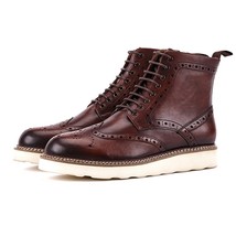 Men Winter Boots Calf Leather Chelsea Boots Brogue Formal Business Ankle Flat Sh - £217.84 GBP