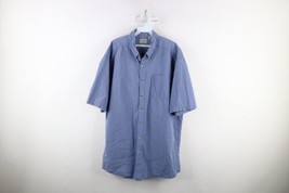 Vtg LL Bean Mens XLT Faded Short Sleeve Collared Button Down Shirt Blue Plaid - £31.61 GBP