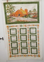 Vintage 1976 Tea Towel Calendar Wall Hanging Farm Country Barn Linen Dish - £4.67 GBP