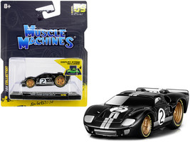 1966 Ford GT40 MKII #2 Black with Silver Stripes and Gold Wheels 1/64 Diecast Mo - £13.11 GBP