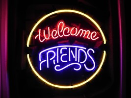 Welcome Friends Beer Bar Club Neon Sign 16&quot; x 16&quot; - £398.87 GBP