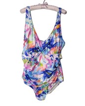 Maxine of Hollywood Floral One Piece Bathing Suit Size 22W Colorful Adju... - $22.79