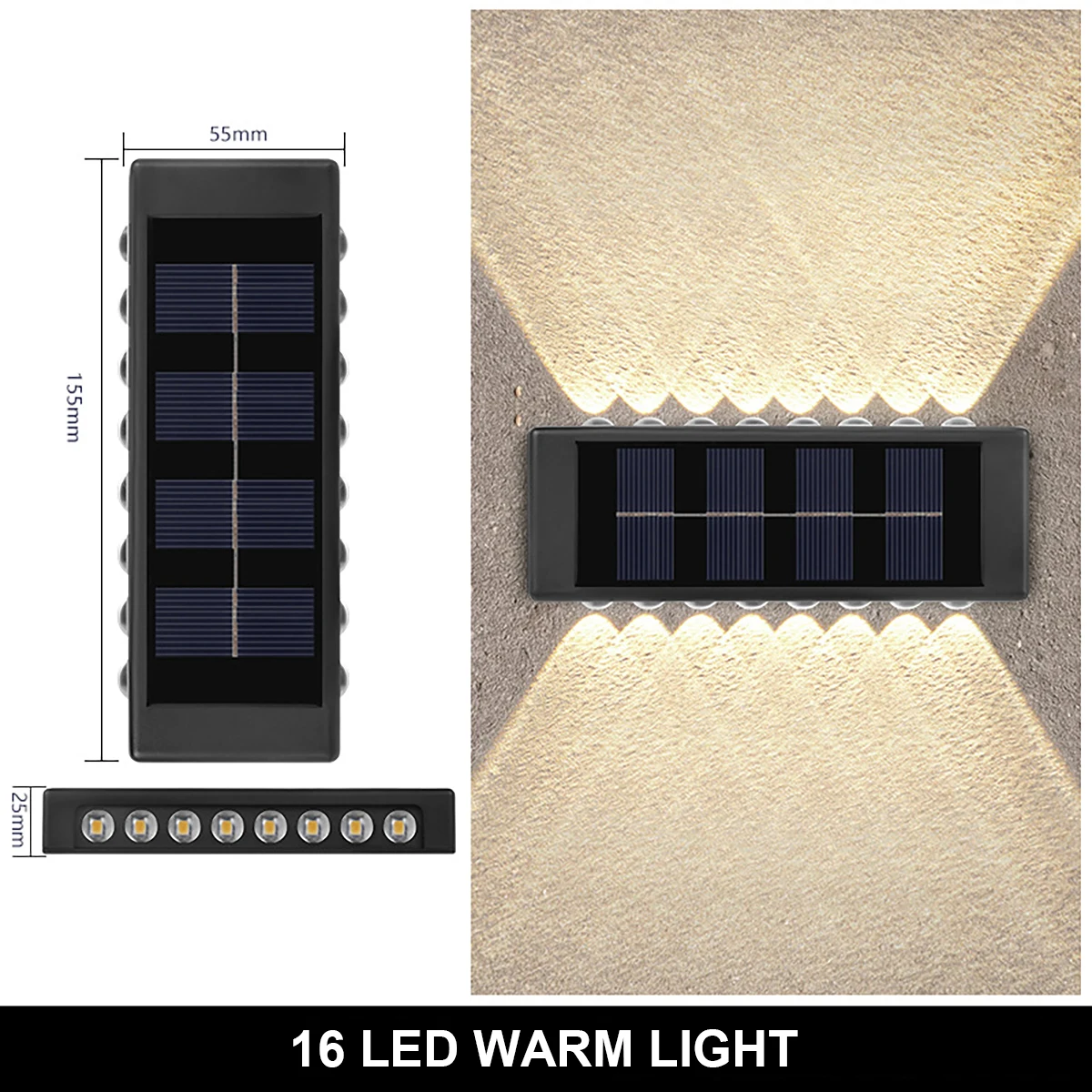 2Pack Outdoor Solar LED Wall Lamp Deck Light Path Garden Pathway Stairs Step Fen - £125.97 GBP
