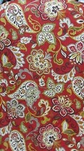 &quot;&quot;PAISLEY &amp; LARGE FLOWERS ON DARK RED  BACKGROUND&quot;&quot; - HOME DECOR FABRIC ... - £6.91 GBP