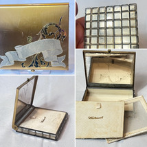 Vtg Wadsworth USA Compact Lucite Acrylic Squares Mirrored Powder Box - $29.65