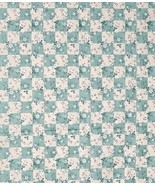 VTG Fabric Joan Kessler for Concord Green Cream Checked Ditsy Floral 45&quot;... - $47.53