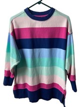 Cabana By Crown &amp; Ivy Long Sleeve Sweat Shirt Size XS Womens Oversized Striped - £14.89 GBP