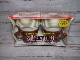 Vintage NOS Retro Solo Cozy Cups Brown 2 Holders 20 Inserts w/ Record Coupon - £11.89 GBP