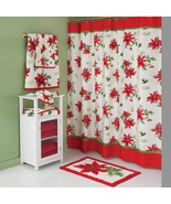 Poinsettia Red Winter  Shower Curtain - £175.85 GBP