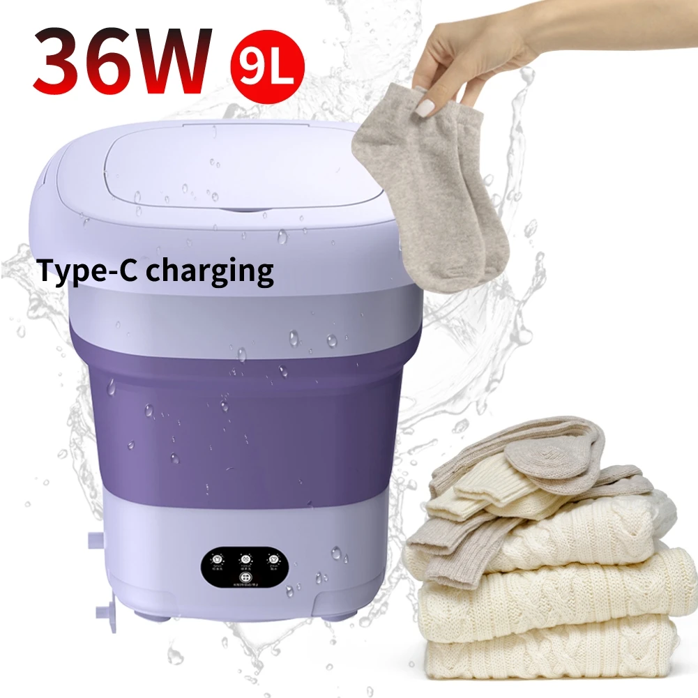 9L Portable Washing Machine 3 Gear Folding Washing Machine High Capacity - $77.16