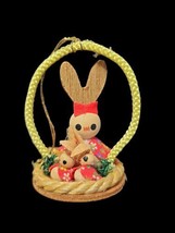 Vintage Erzgebirge Germany Wooden Bunny Babies Tree Ornament - $22.76