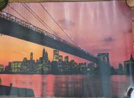 New York IL Ponte Bridge City Life Nightime Skyline Poster 38&quot; X 26 3/4&quot; - £55.18 GBP