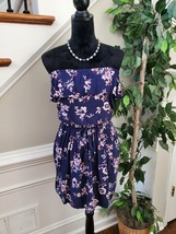 Mossimo Women&#39;s Blue Floral Rayon Off the Shoulder Knee Length Dress Size Medium - £20.23 GBP