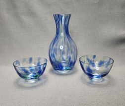 Vintage Tokkuri &amp; Guinomi / Ochoko Sake Cups Murano Style Art Glass Hand Blown - £51.43 GBP