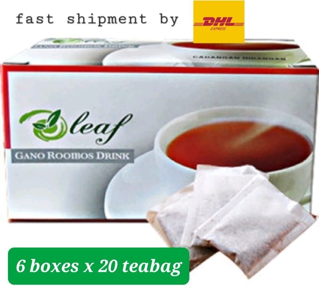 6 Boxes Gano Excel Oleaf Ganotea Rooibos Drink ( 20 TeaBag ) - shipment by DHL - $118.70