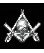 “Cannons and Cutlasses” Masonic Freemason Pirate Pin in Antique Silver - $15.00