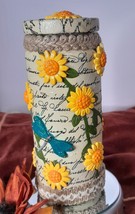 Sunflowers &amp; Dragonflies Recycled Glass Jar Mixed Media Kitchen Decor Ho... - $169.41 MXN
