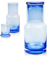 Bedside Carafe and Glass Set, Ombre Blue Glass Bedside Carafe with Glass... - £27.03 GBP