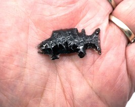 Hand Knapped Artist Made Obsidian Salmon Figure From Gallery in Sisters Oregon - £10.65 GBP