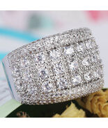 Multi Stone Cubic Zirconia Wide Band Ring - $19.95