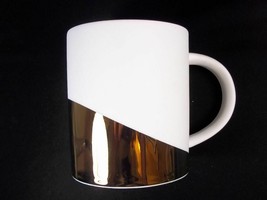 Starbucks matte White &amp; Gold coffee mug 14 oz 2012 - £7.04 GBP