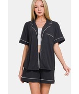 Zenana Button Down Short Sleeve Top and Shorts Lounge Set - $39.84