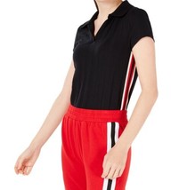 Planet Gold Juniors Track Stripe Polo Shirt, Small, Black Beauty - $46.80