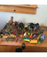 Large Lot of Rubbery Plastic Various Sized Brontosaurus Stegosaurus Dino... - $20.29