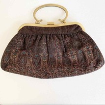Ann Taylor Loft Brown Embroidered Fabric Clutch - $32.73
